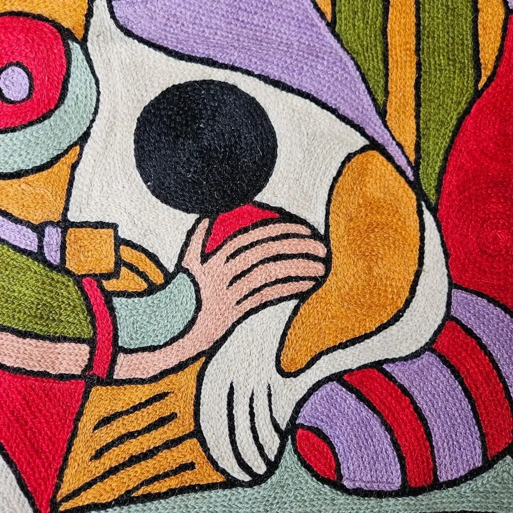 Kashmir Modern Art Picasso Silk & Wool Girl Before a Mirror Throw Pillow Cover